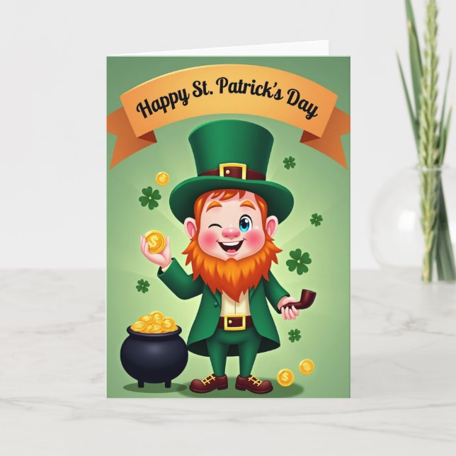 Leprechaun Gold Coins Scene Card Kort (Framsida)