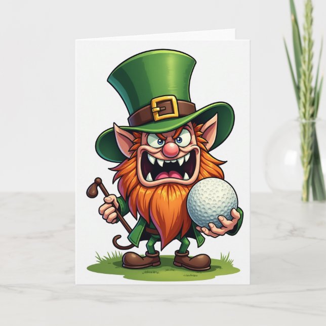 Leprechaun Golf Fun Card Kort (Framsida)