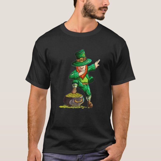 Leprechaun gör att Dab Dabbing Guld Pot St Patrick T Shirt (Framsida)