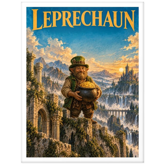 Leprechaun, gotisk fantasimonster vykort (Skapare uppladdad)