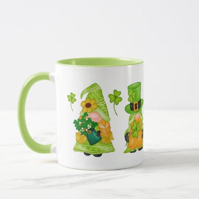Leprechaun Grönt Gnome Shamrock St. Patrick's Day Mugg (Vänster)