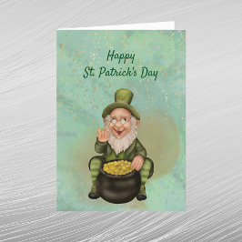 Leprechaun Grönt Pot av Guld St patricks day Helg Vykort