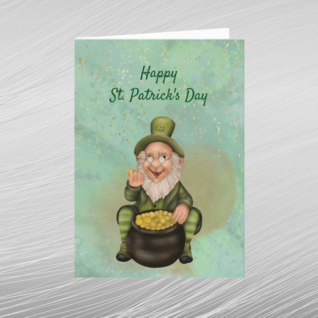 Leprechaun Grönt Pot av Guld St patricks day Helg Vykort (Skapare uppladdad)