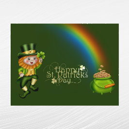Leprechaun Grönt Pot Guld Rainbow St patricks day Helg Vykort