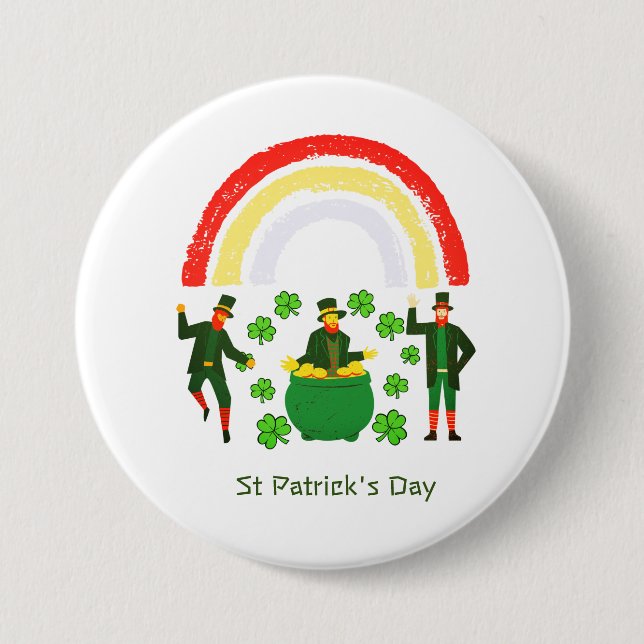 Leprechaun Guld Shamrock Rainbow St patrick's day Knapp (Framsida)