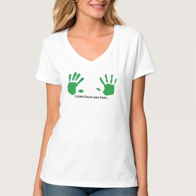 Leprechaun Handprint Tee, St patrick's day T Shirt (Framsida)