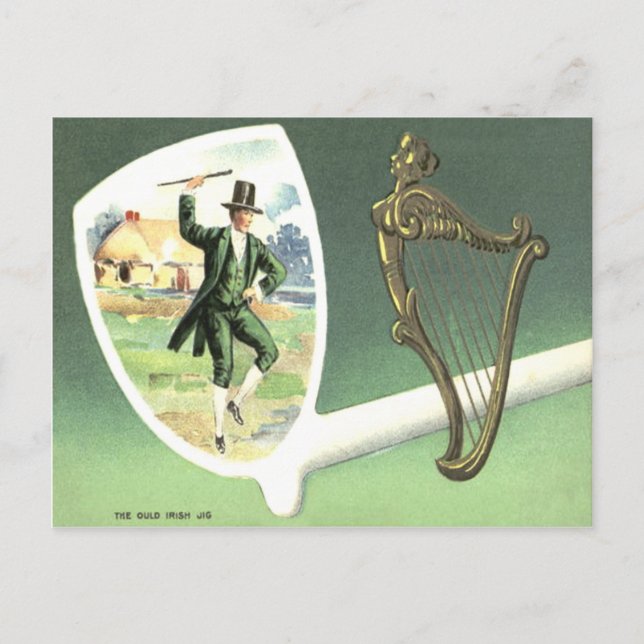 Leprechaun-harp av Erin lerpipa jig Vykort (Framsida)