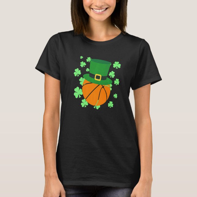 Leprechaun Hat Basketball St patricks day T Shirt (Framsida)