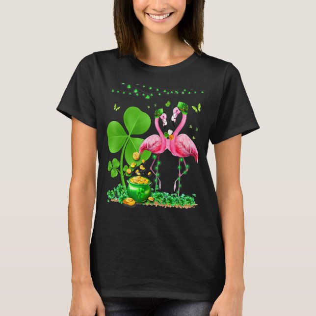 Leprechaun Hat Flamingo Shamrock St patricks day B T Shirt (Framsida)