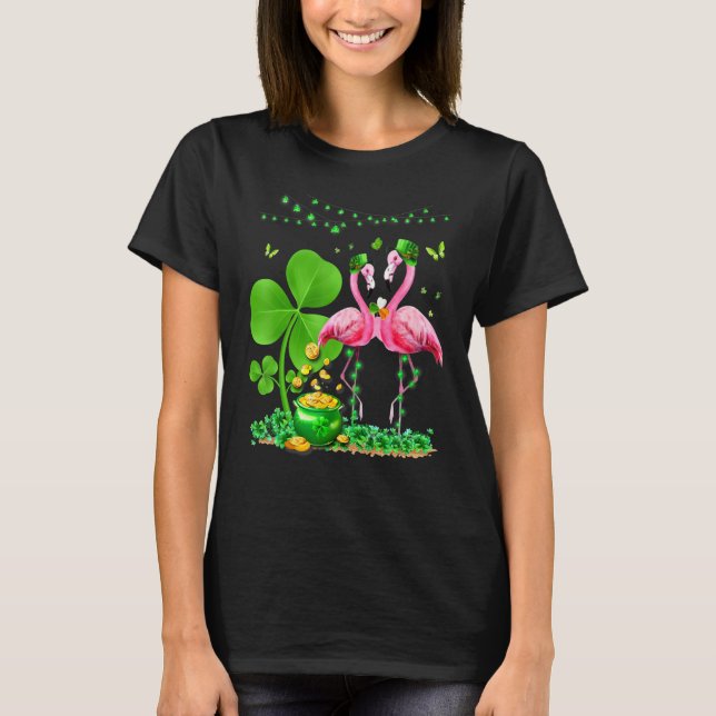 Leprechaun Hat Flamingo Shamrock St Patricks Day B T Shirt (Framsida)