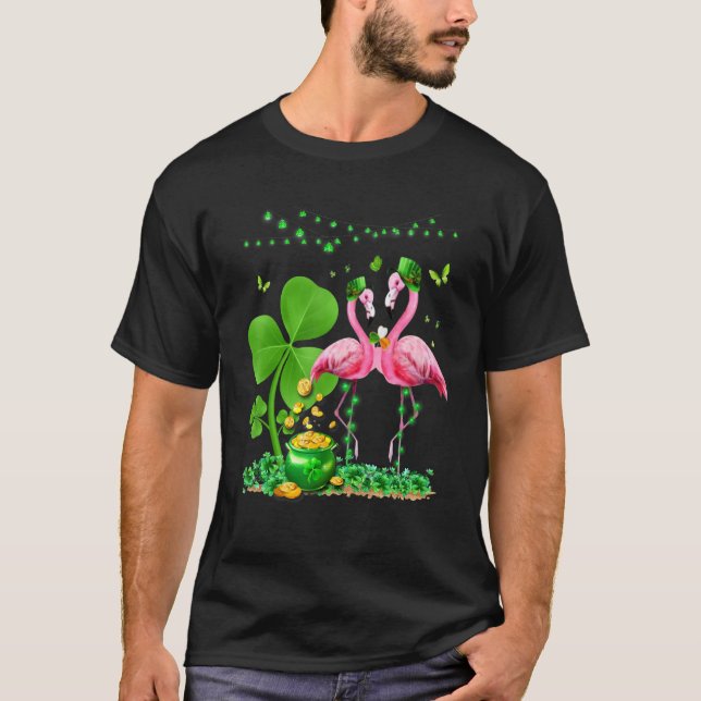 Leprechaun Hat Flamingo Shamrock St patricks day B T Shirt (Framsida)