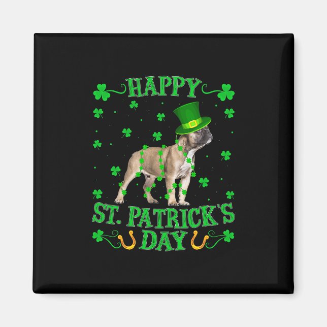 Leprechaun Hat Fransk Bulldog St. Patrick's Day Magnet (Framsidan)