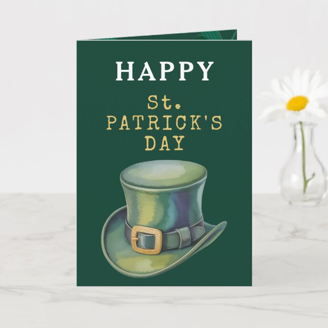 Leprechaun Hat Happy St Patrick Day Card Kort (Liten växt)