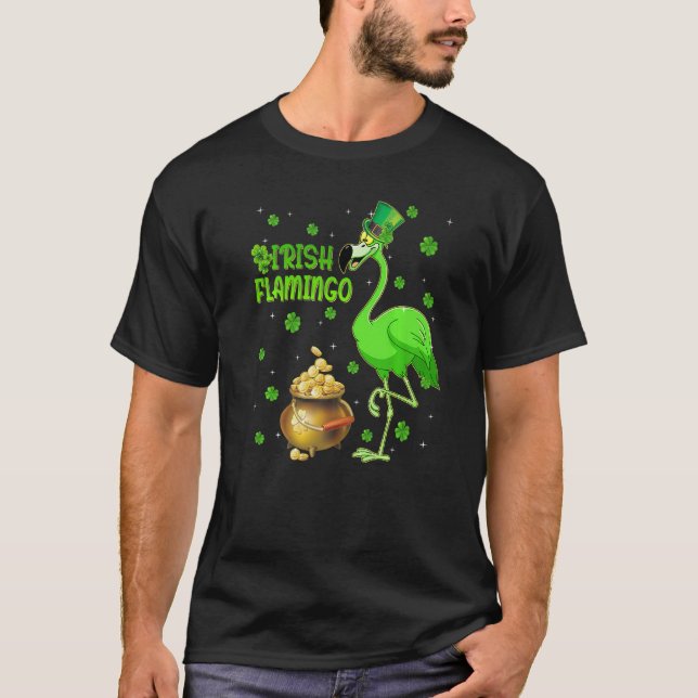 Leprechaun Hat Irish Flamingo St patrick's day T Shirt (Framsida)