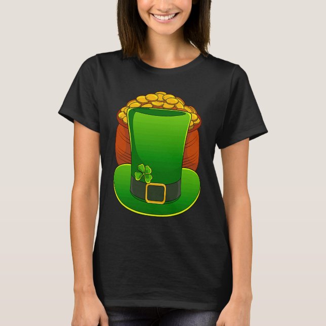 Leprechaun Hat Lucky St Patricks Day T Shirt (Framsida)