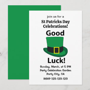 Leprechaun Hat Lycka till St patricks day Inbjudningar