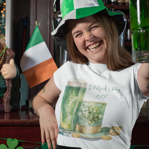 Leprechaun Hat med Grönt Beer på St patrick's day T Shirt