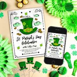 Leprechaun Hat och Shamrocks Saint patrick's day Inbjudningar