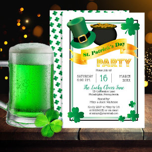 Leprechaun Hat  Posten Guld St patrick's day Party Inbjudningar