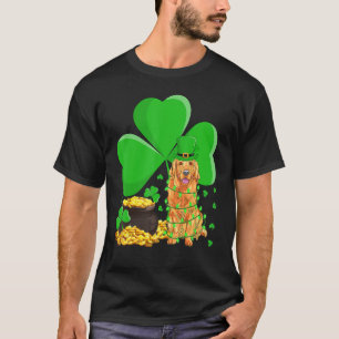 Leprechaun Hat Shamrock Golden Retriever St. Patri T Shirt