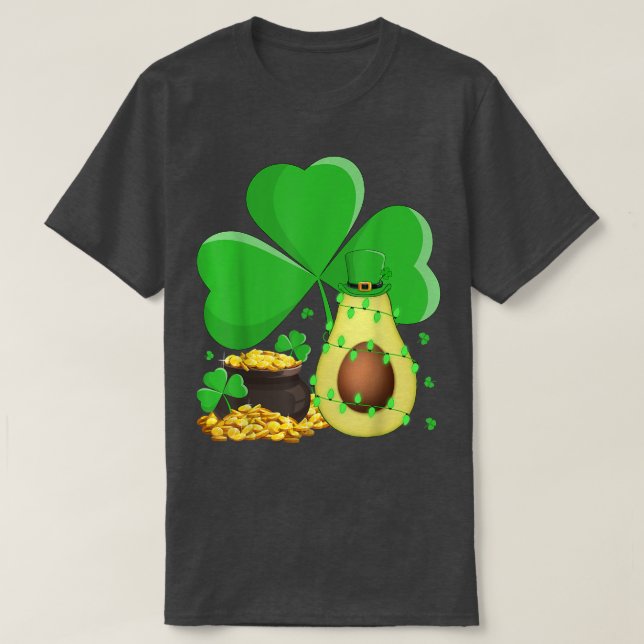 Leprechaun Hat Shamrock Löv Avocado St T Shirt (Design framsida)