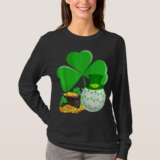 Leprechaun Hat Shamrock Löv Golf St patrick's day T Shirt (Framsida)