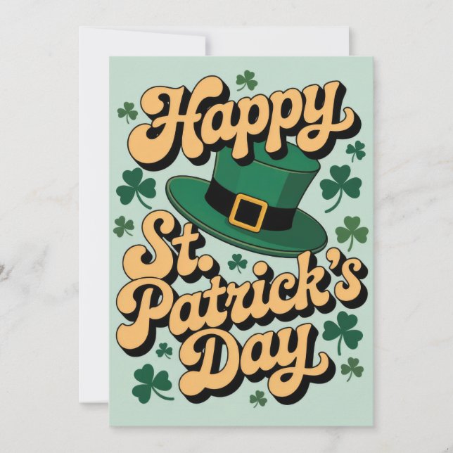 Leprechaun Hat& Shamrocks Happy St. Patrick's Day  Inbjudningar (Framsida)