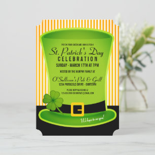 Leprechaun Hat St. Patricks Day-inbjudningar Inbjudningar