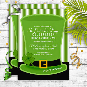 Leprechaun Hat St. Patricks Day-inbjudningar Inbjudningar