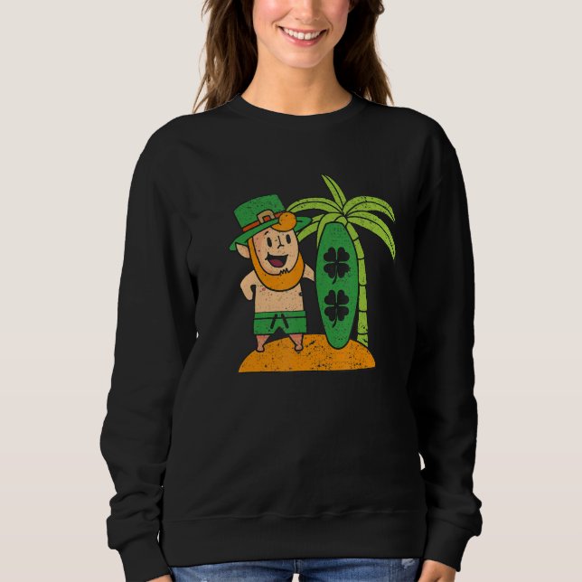 Leprechaun Hawaiian Surfing St Patricks Day Hawaii T Shirt (Framsida)