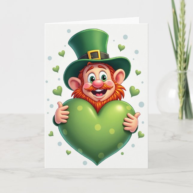 Leprechaun Hjärtmönsterkort Kort (Framsida)