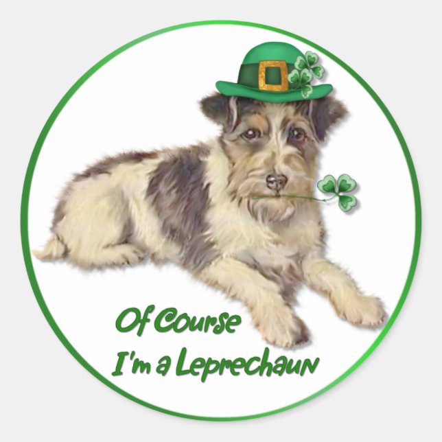 Leprechaun Hund Runt Klistermärke (Framsida)