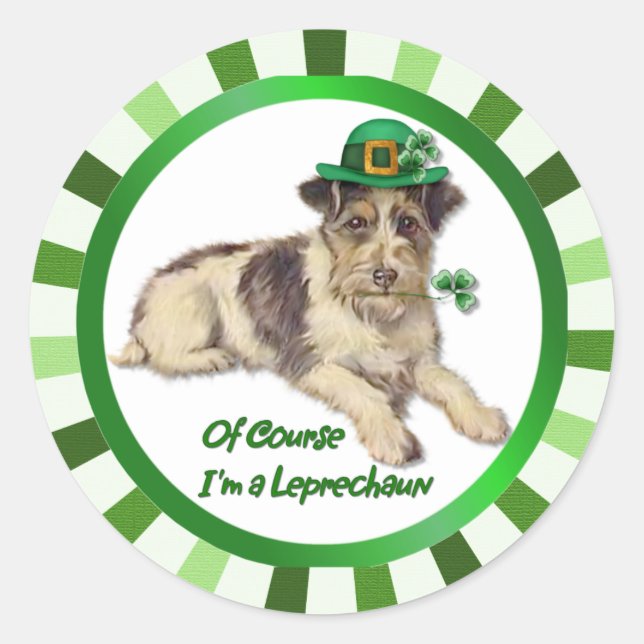 Leprechaun Hund Runt Klistermärke (Framsida)