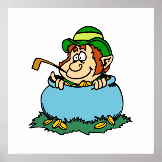 Leprechaun i Poten Guld Poster