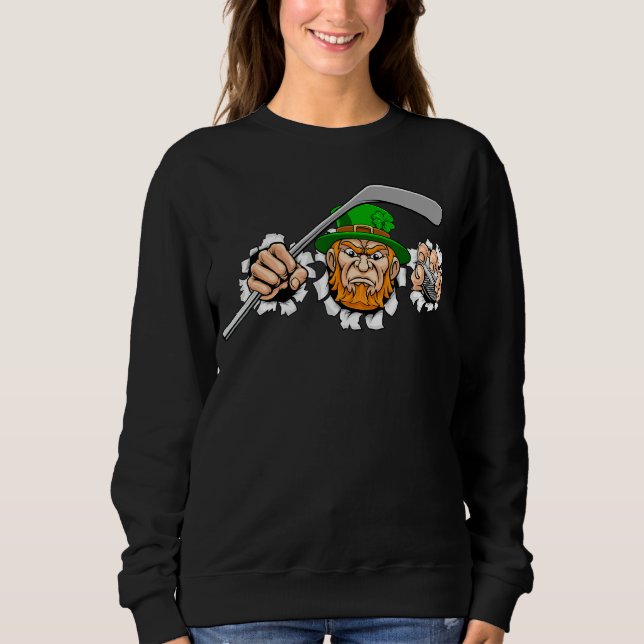 Leprechaun Ice Fält Hockey St patricks day Sport T Shirt (Framsida)