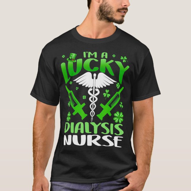 Leprechaun Im a Lucky Dialysis Nurse St Patricks T Shirt (Framsida)