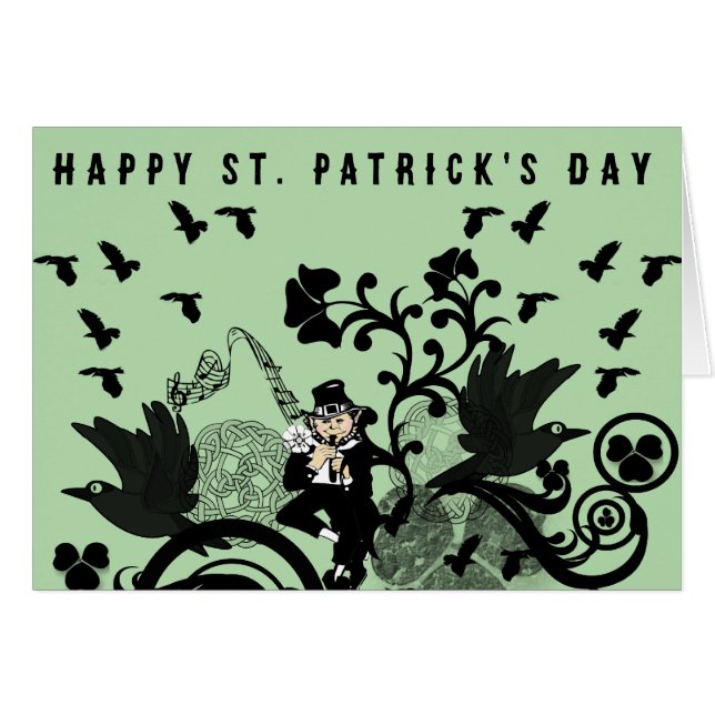 Leprechaun in Black Hälsningskort (Framsidan Horizontal)