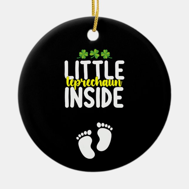 Leprechaun Inside Gravid Gravid Mamma Julgransprydnad Keramik (Framsidan)