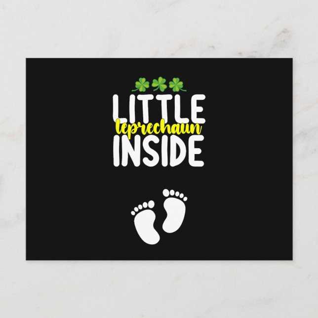 Leprechaun Inside Gravid Gravid Mamma Vykort (Framsida)