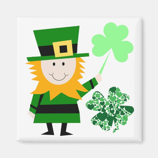 Leprechaun Irish Folklore Fairy Elf Art Cute Rolig Magnet (Framsidan)