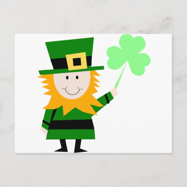 Leprechaun Irish Folklore Fairy Elf Art Cute Rolig Vykort (Framsida)