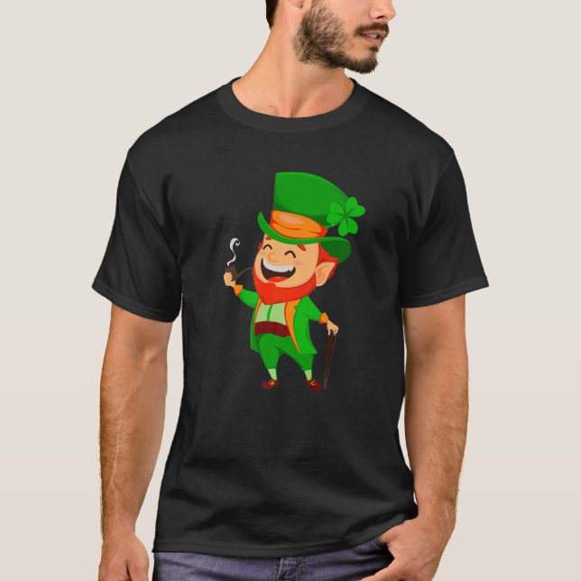 Leprechaun Irish Klöver St patrick's day Grönt T Shirt (Framsida)