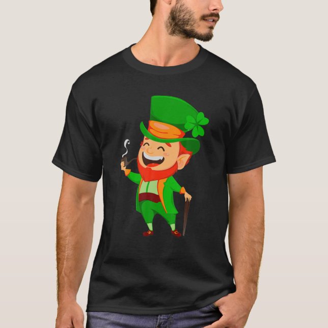 Leprechaun Irish Klöver St patrick's day Grönt T Shirt (Framsida)