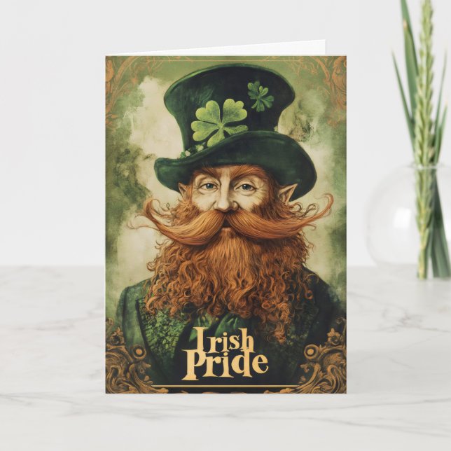 Leprechaun Irish Pride St. Patrick's Day Helgkort (Framsida)