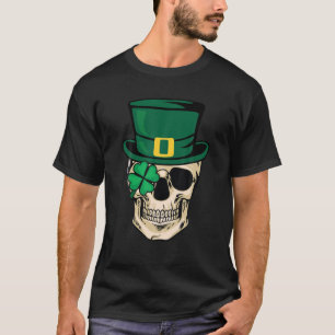 Leprechaun Irish Skull Skeleton Shamrock St Patric T Shirt