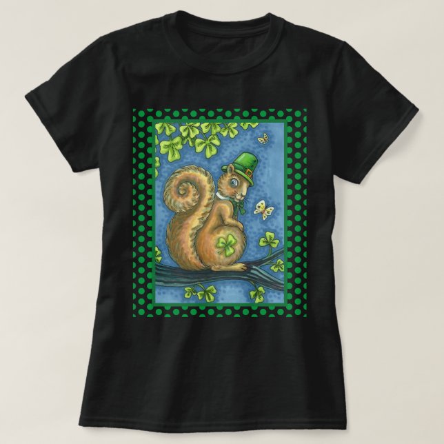 LEPRECHAUN IRISH SQUIRREL, ST. PATRICK'S DAY Lucky T Shirt (Design framsida)