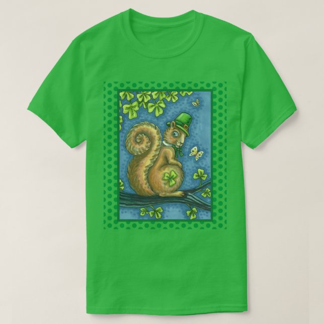 LEPRECHAUN IRISH SQUIRREL, ST. PATRICK'S DAY Lucky T Shirt (Design framsida)