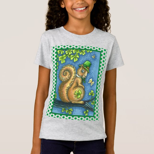 LEPRECHAUN IRISH SQUIRREL, ST. PATRICK'S DAY Lucky T Shirt (Framsida)