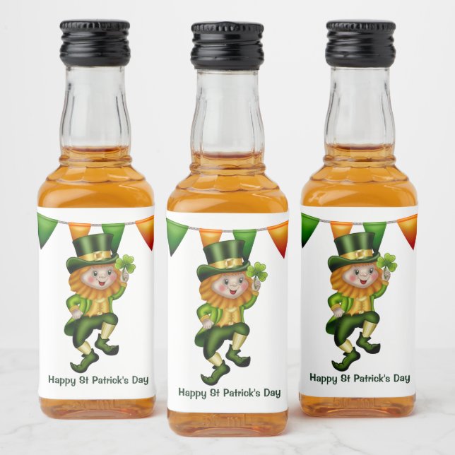Leprechaun Irish whiskey St patrick's day party Spritflaskor Etikett (Flaskor)