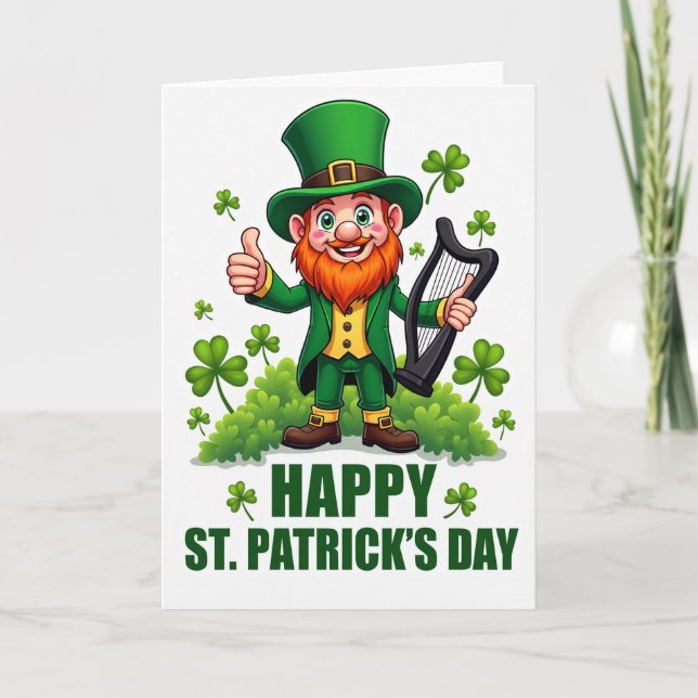 Leprechaun Joy Faux Gold Foil Card Kort (Framsida)